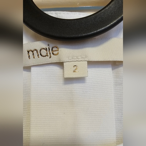 MAJE CHARLYZ fluted sleeve cotton poplin white shirt ,Sz.2  V-BL - Picture 5 of 14